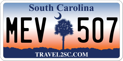 SC license plate MEV507