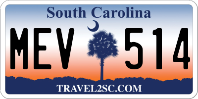 SC license plate MEV514