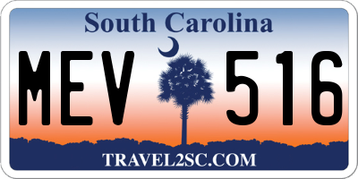 SC license plate MEV516