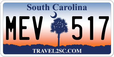 SC license plate MEV517
