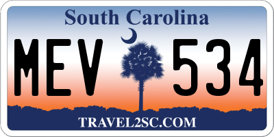SC license plate MEV534