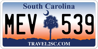 SC license plate MEV539