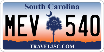SC license plate MEV540