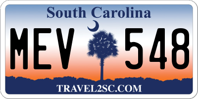 SC license plate MEV548