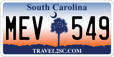 SC license plate MEV549