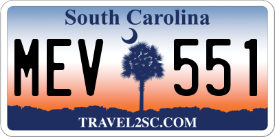 SC license plate MEV551
