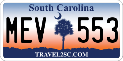 SC license plate MEV553
