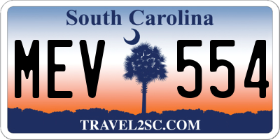 SC license plate MEV554