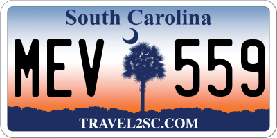 SC license plate MEV559