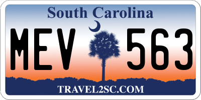 SC license plate MEV563