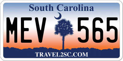 SC license plate MEV565