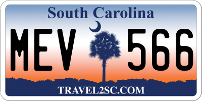 SC license plate MEV566