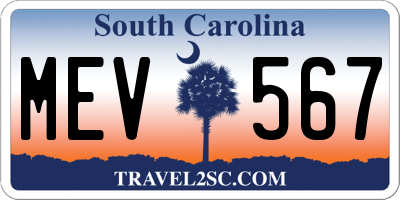SC license plate MEV567