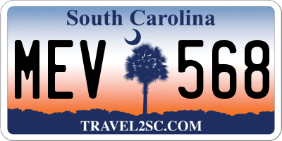 SC license plate MEV568