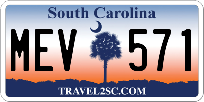 SC license plate MEV571