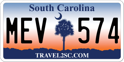 SC license plate MEV574