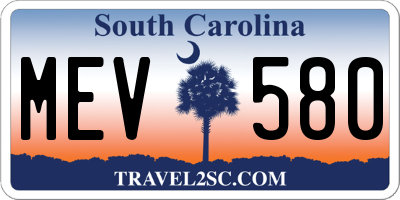 SC license plate MEV580