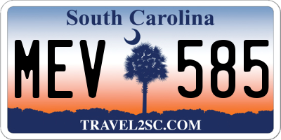 SC license plate MEV585