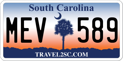SC license plate MEV589