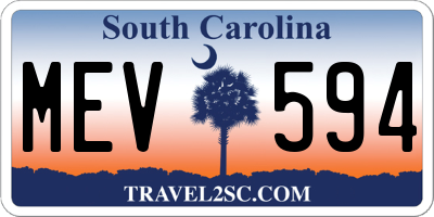SC license plate MEV594