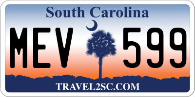 SC license plate MEV599