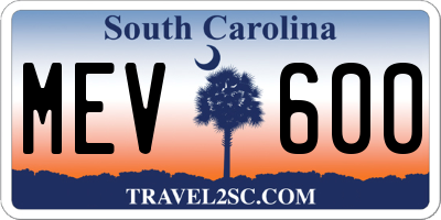 SC license plate MEV600