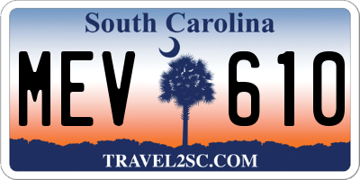 SC license plate MEV610