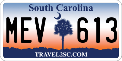 SC license plate MEV613