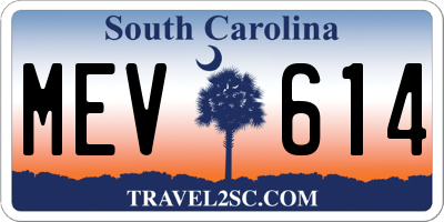 SC license plate MEV614