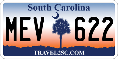 SC license plate MEV622