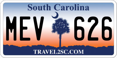 SC license plate MEV626