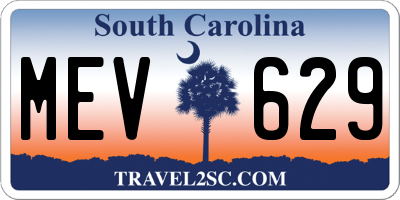 SC license plate MEV629