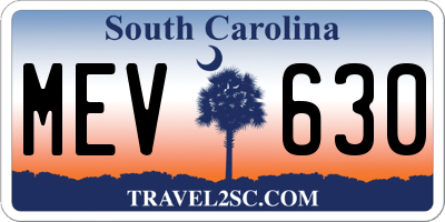 SC license plate MEV630