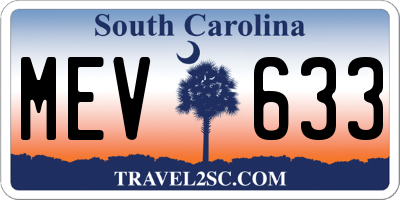 SC license plate MEV633