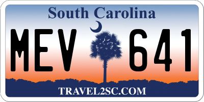 SC license plate MEV641
