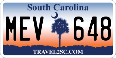 SC license plate MEV648