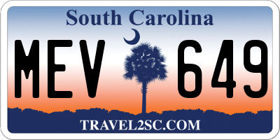 SC license plate MEV649