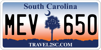 SC license plate MEV650