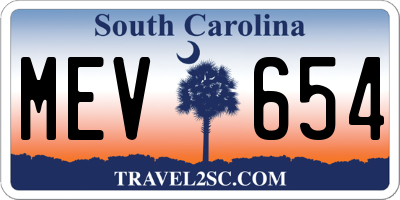 SC license plate MEV654