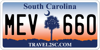 SC license plate MEV660