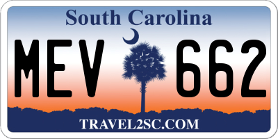 SC license plate MEV662