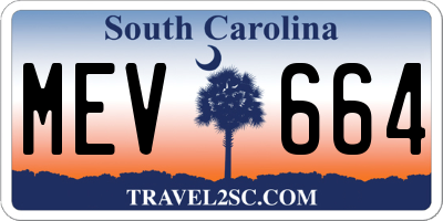 SC license plate MEV664