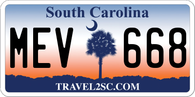 SC license plate MEV668