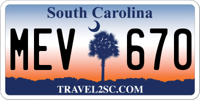 SC license plate MEV670