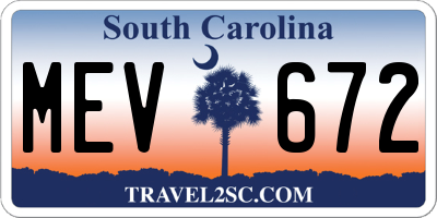 SC license plate MEV672