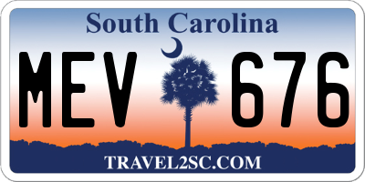 SC license plate MEV676