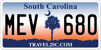SC license plate MEV680