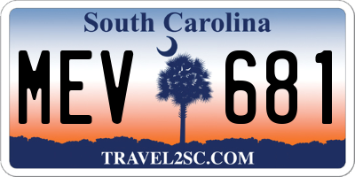 SC license plate MEV681