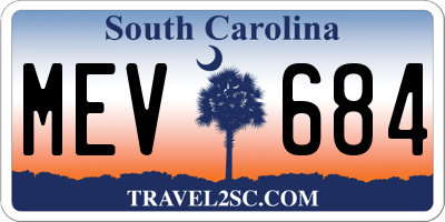 SC license plate MEV684