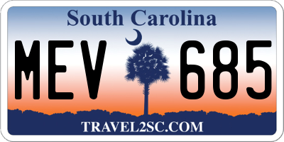 SC license plate MEV685